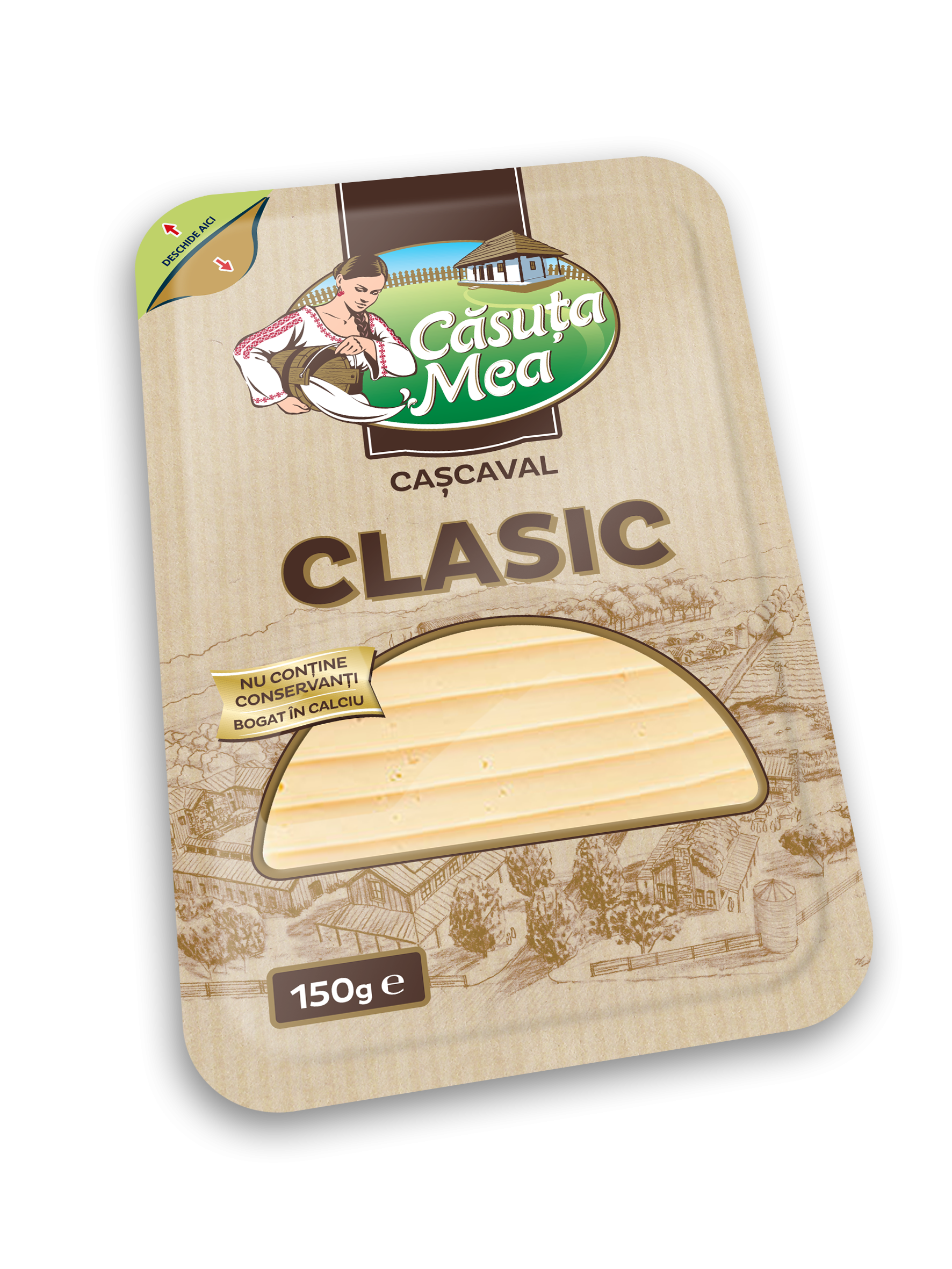 Твердый сыр Căsuța Mea нарезанный и упакованный Clasic