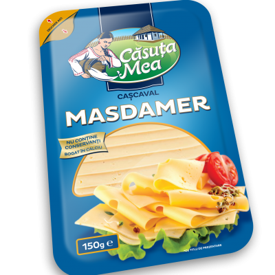 Твердый сыр Căsuța Mea нарезанный и упакованный Масдамер