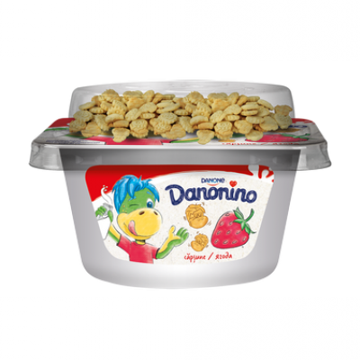 Данонино творожок клубничный со сливочным печеньем, 122г